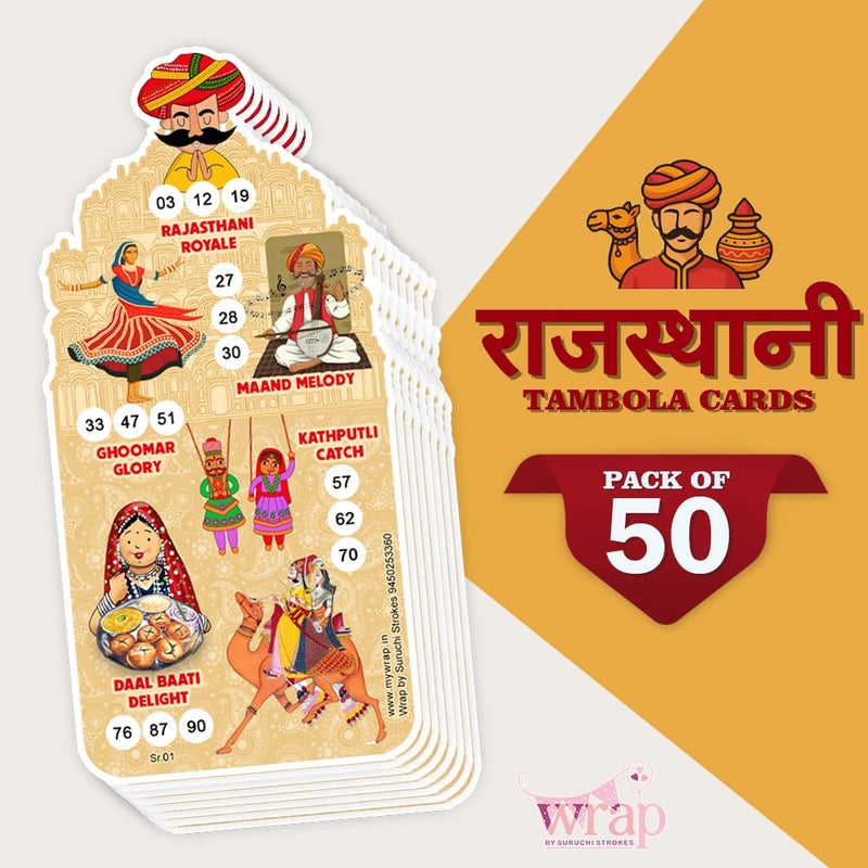 Suruchi Strokes Rajasthani Theme Tambola Ticket | Traditional Festival | Marwari Kitty Party Game (50 Ticket) - Image 3