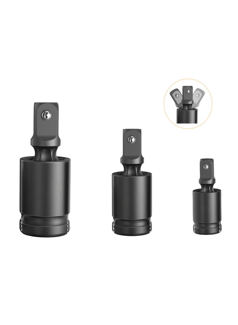 Universal Joint-Socket Swivel Set, Socket Extension Set Made From Cr-Mo with Included 1/4-, 3/8-, and 1/2-Inch Sockets, Set of 3 - Image 1