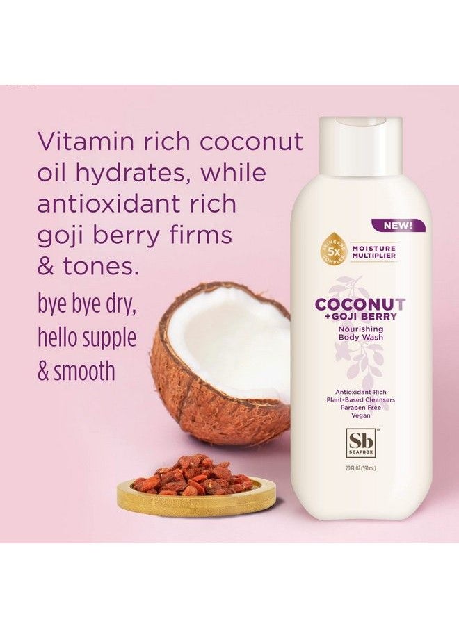 Soapbox - Body Wash Coconut + Goji Berry Body Wash For Women Men ; Vegan + Antioxidant Rich Moisturizing Body Wash With Shea Butter Peptides & Keratin Promoting B3 3 Pack 20Oz Each - Image 1