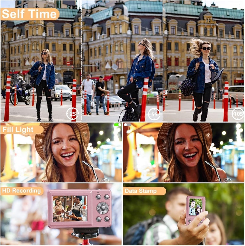 Divine كاميرا رقمية 4K بدقة 48 ميجابكسل للأطفال والمراهقين مع شاشة مزدوجة وتركيز تلقائي، كاميرا مدمجة بنظام زوم 16X، بطاقة SD سعة 64 جيجابايت مرفقة، بطارية قابلة لإعادة الشحن (DDC-92) - Image 3