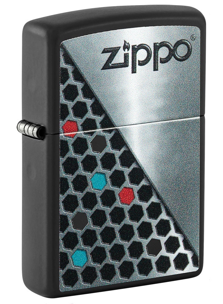 Zippo 48709 218  Zippo Hexagon Design Black Matte Windproof Lighter - Image 1