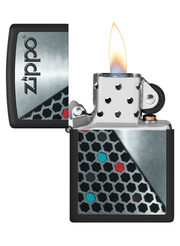 Zippo 48709 218  Zippo Hexagon Design Black Matte Windproof Lighter - Image 3