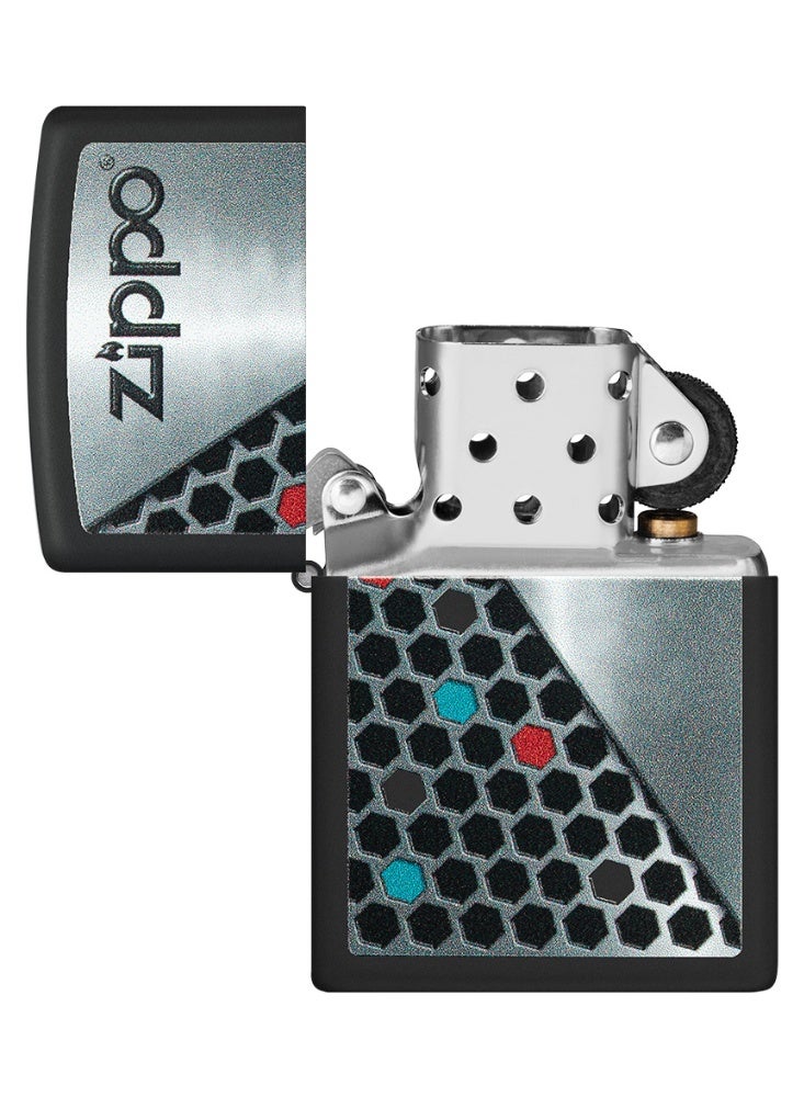 Zippo 48709 218  Zippo Hexagon Design Black Matte Windproof Lighter - Image 4
