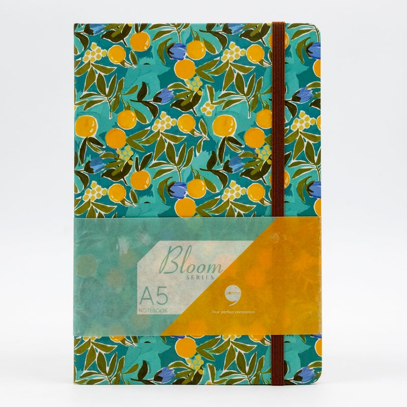COMMA | Bloom Series | A5 Size | Hard Bound Notebook | 160 Pages | 100gsm Natural Shade Paper | PU Cover Material - Blue - Image 1