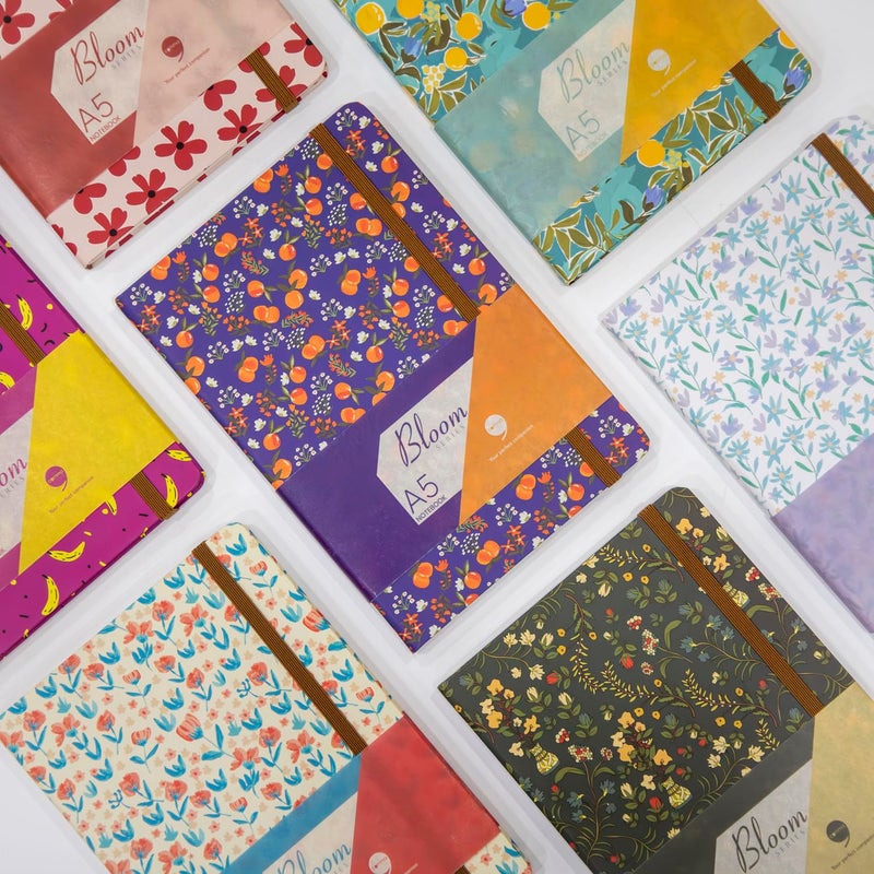 COMMA | Bloom Series | A5 Size | Hard Bound Notebook | 160 Pages | 100gsm Natural Shade Paper | PU Cover Material - Blue - Image 5