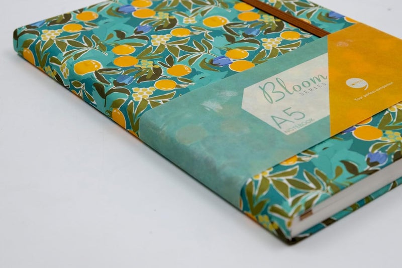 COMMA | Bloom Series | A5 Size | Hard Bound Notebook | 160 Pages | 100gsm Natural Shade Paper | PU Cover Material - Blue - Image 3