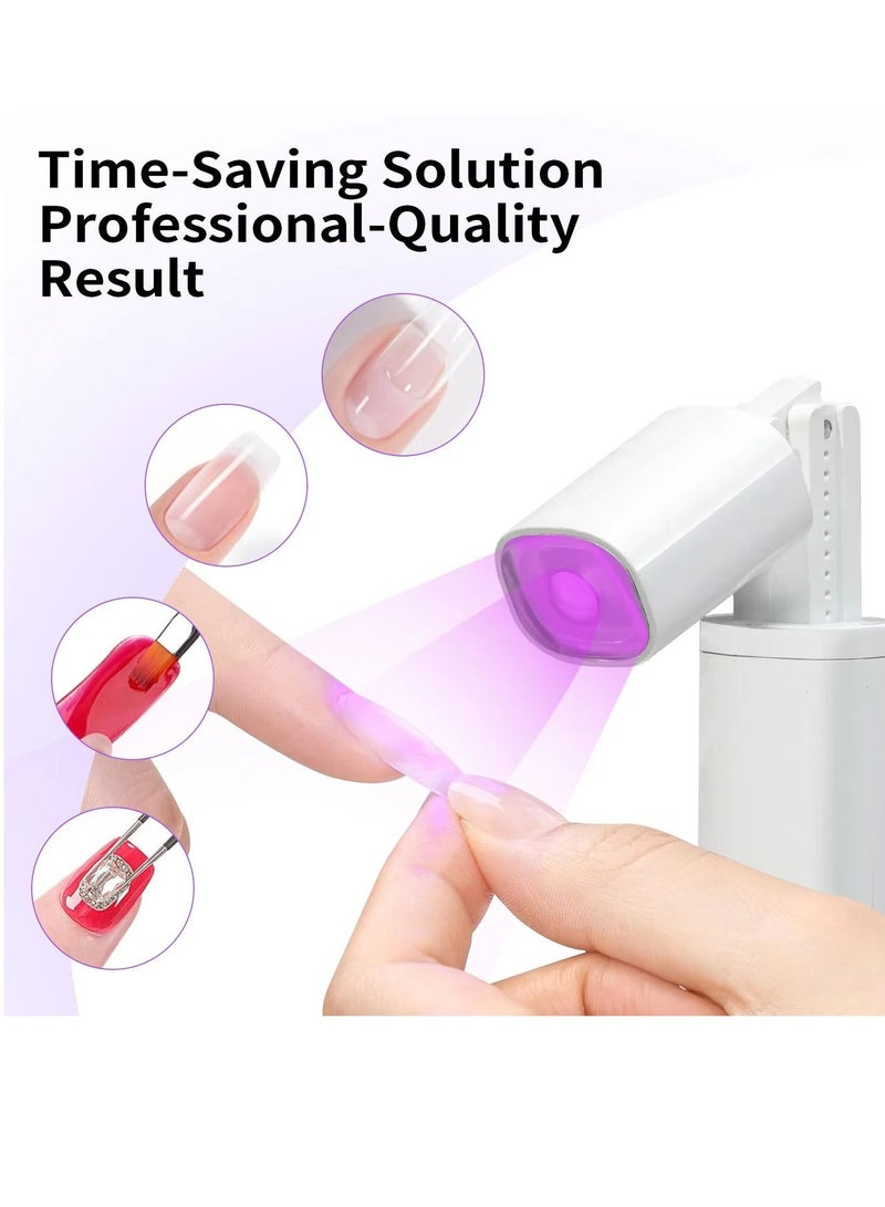 Gecomo Cordless UV LED Nail Lamp with Stand, Mini Handheld UV Light with LCD Display for Gel Nails, Rechargeable USB Nail Dryer for Fast Curing, for girls (White) - Image 5