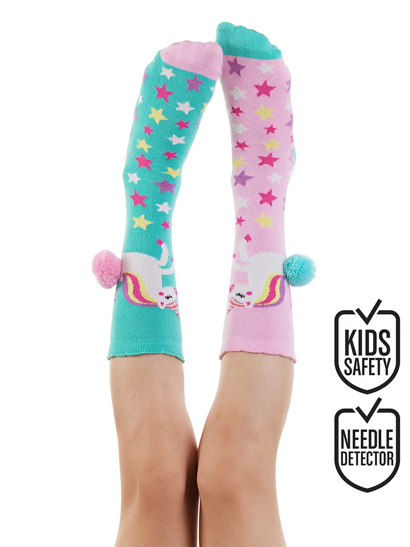 دينوكيدس جوارب بناتي بطول الركبة على شكل وحيد القرن