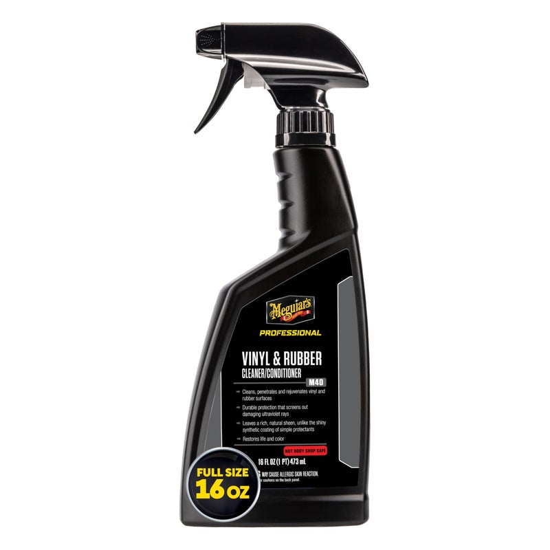 Meguiar's Professional Vinyl and Rubber Cleaner Conditioner M4016 - Pro-Grade for Interior and Exterior, Screens out UV Rays while Leaving Behind a Natural Sheen, 16 Oz - Image 1