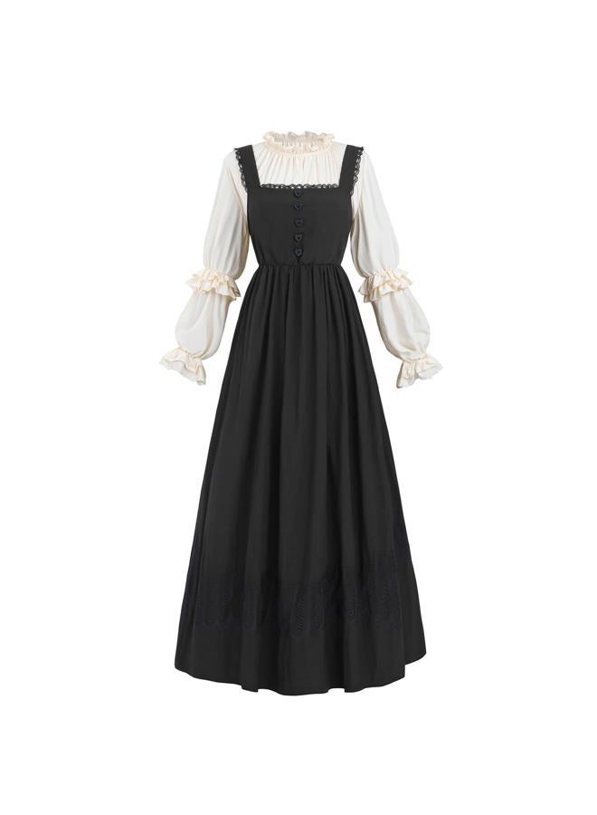 Nuoqi Women Victorian Dress Costume 1800s Edwardian Dress 2-Piece Victorian Top with Dress, Large - Image 1