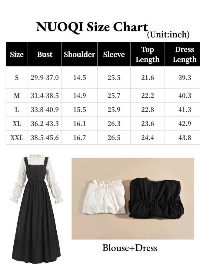 Nuoqi Women Victorian Dress Costume 1800s Edwardian Dress 2-Piece Victorian Top with Dress, Large - Image 4