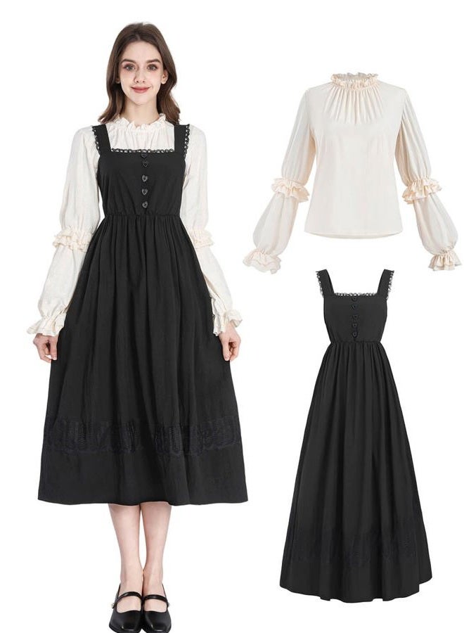 Nuoqi Women Victorian Dress Costume 1800s Edwardian Dress 2-Piece Victorian Top with Dress, Large - Image 2