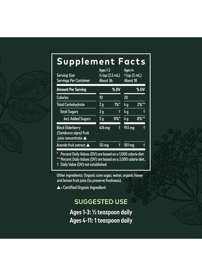 Gaia Herbs GaiaKids Black Elderberry Syrup - Delicious Immune Support Supplement for Kids - with Organic Black Elderberries and Honey - USDA Certified Organic Black Elderberry Syrup - 3 Fluid Ounces  - Image 2
