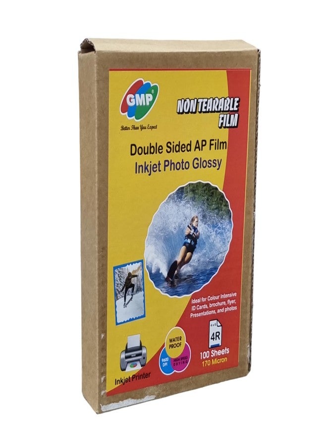 GMP Premium 4 x 6 (4R) 170 Micron Double sided Non Tearable, Water Proof, Instant Dry Glossy Inkjet Photo Paper AP Film - Image 1