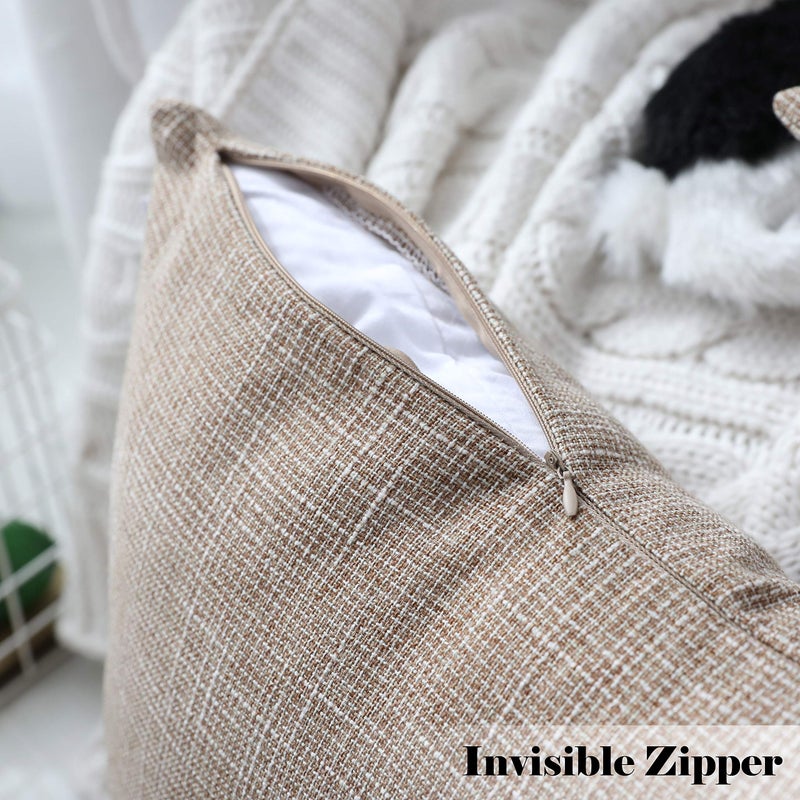K KEVIN TEXTILE Kevin Textile Decor Burlap Pillow Covers Natural Style Lined Linen Throw Pillow Cases Cushion Cover for Bed/Sofa, 26x26 inch(2 Pieces, Natural Linen) - Image 3