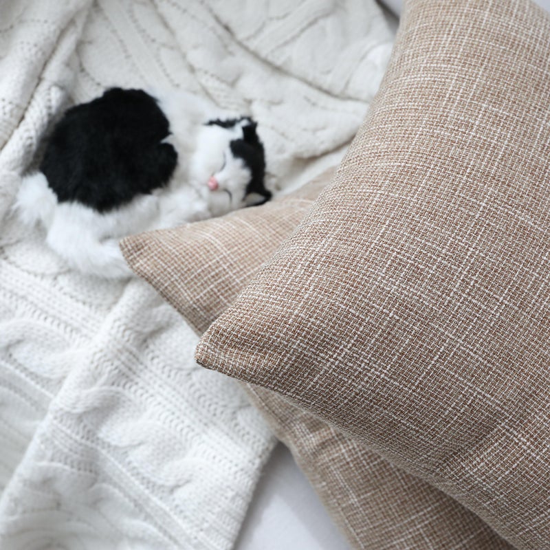 K KEVIN TEXTILE Kevin Textile Decor Burlap Pillow Covers Natural Style Lined Linen Throw Pillow Cases Cushion Cover for Bed/Sofa, 26x26 inch(2 Pieces, Natural Linen) - Image 4