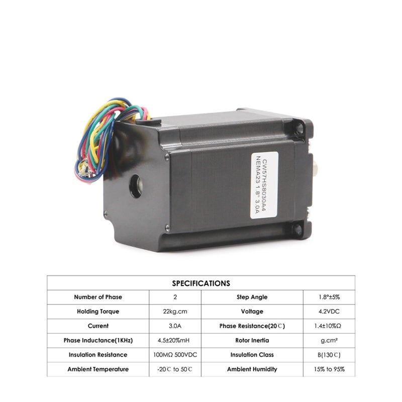 محرك خطوي NEMA23 3A 22 كجم سم 80 مم طول عمود 8 مم لطابعة CNC ثلاثية الأبعاد - Image 5