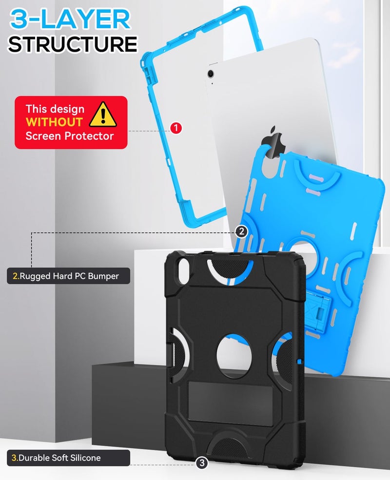 Cantis Case for iPad Air 11-inch (M4) 2026/ (M3) 2025/ (M2) 2024, iPad Air 5th/4th Generation (2022/2020) 10.9 Inch, Heavy Duty Shockproof Rugged Protective for i Pad Air 11'', Black+Blue+Black - Image 3