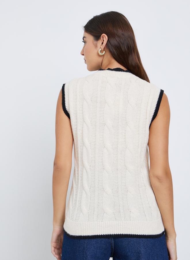 ستايلي بلوزة محبوكة بياقة دائرية وأكمام قصيرة - Image 5