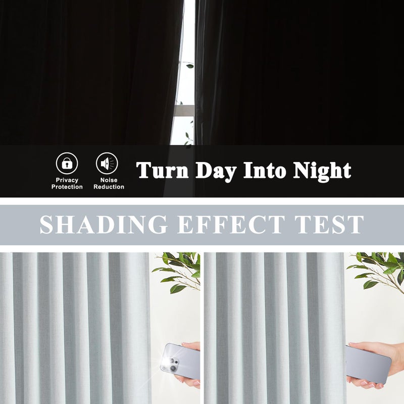 Vision Home Blue Gray Pinch Pleated Full Blackout Curtains Linen Blended Room Darkening Window Curtains 72 inch for Living Room Bedroom Thermal Insulated Pinch Pleat Drapes with Hooks 40" Wx72 Lx2 - Image 3