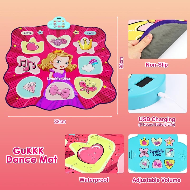GuKKK Dance Mat Toy Girls Gift Wireless Bluetooth Electronic Dance Game with 4 Game Modes Integrated Music Birthday Gifts for 3 4 5 6 7 8 9 10+ - Image 4