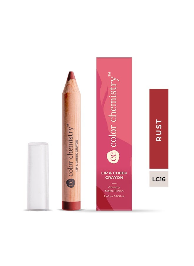 Color Chemistry - Color Chemistry Rust Lip And Cheek Crayon - 2.49 g, Vegan, Ultra-Matte, Non-Drying, Pigmented And Long-Stay Lipstick, Multi-Use Lip Crayon - Image 1
