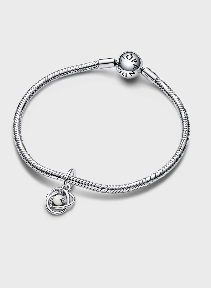 باندورا White Eternity Circle Dangle Charm