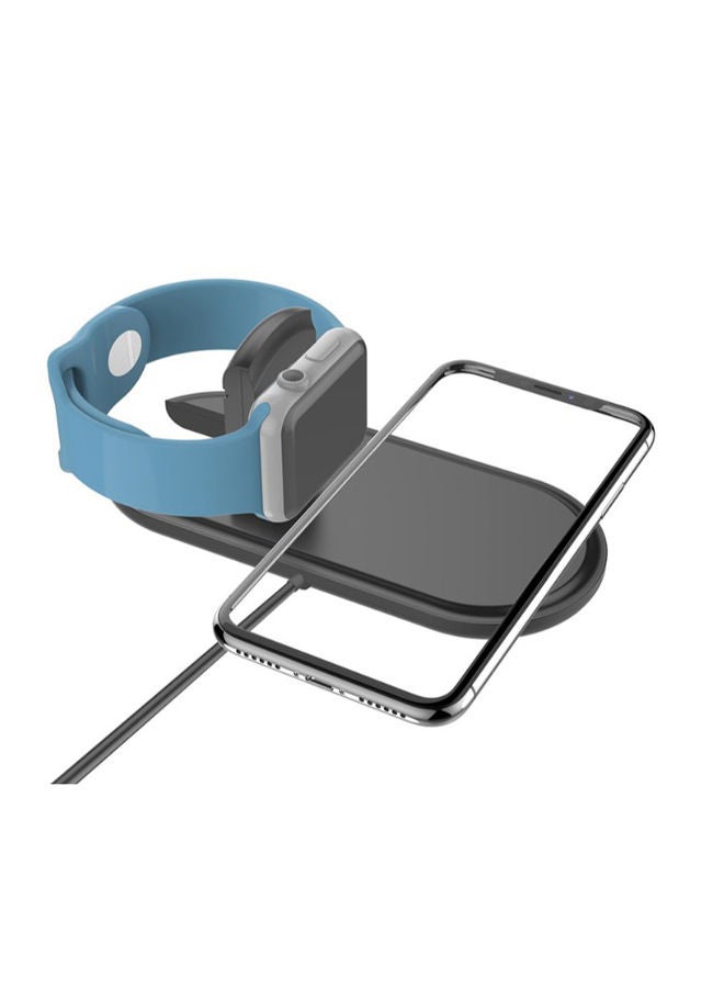 NIBEMINENT 2-In-1 Phone and Watch Fast Charging Pad Wireless Charger Black - Image 1
