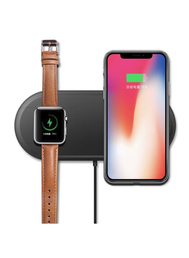 NIBEMINENT 2-In-1 Phone and Watch Fast Charging Pad Wireless Charger Black - Image 3