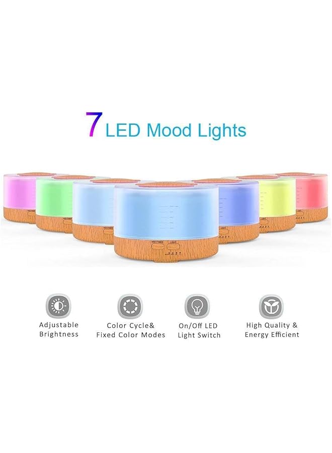 erorex 500Ml Ultrasonic Essential Oil Diffuser，Aromatherapy Diffuser With 7 Color Lights And 4 Timer Cool Mist Humidifier With Waterless Auto Shut Off Function For Home Office - Image 2