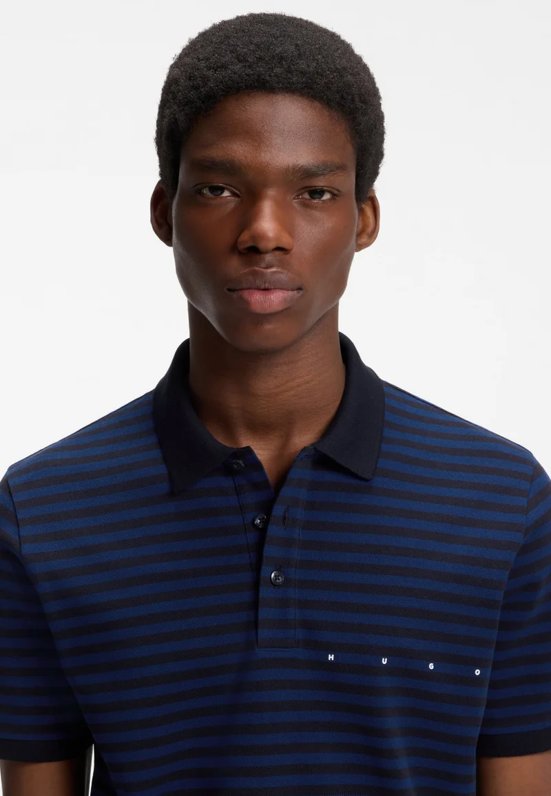 HUGO Patterned Cotton-piqué polo shirt with horizontal stripe for Men | Best Price UAE
