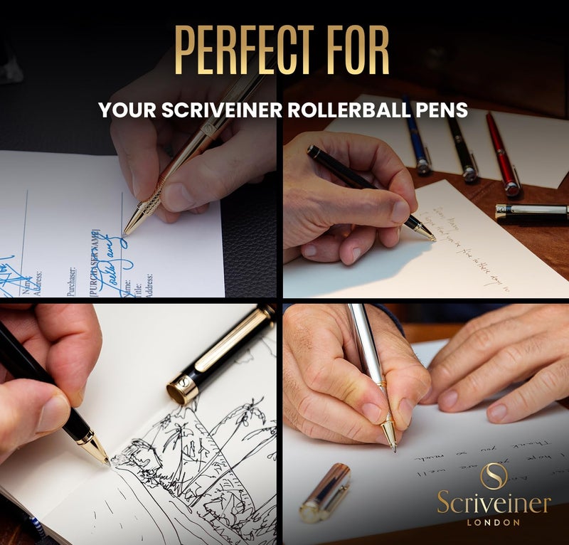 Scriveiner Rollerball Refill Black Medium - 4 Rollerball Refills Designed for Scriveiner Pens - Safety Ceramic Non Dry Roller Pen Refill M - Schmidt 888 Size â€“ Made in Germany - Image 5