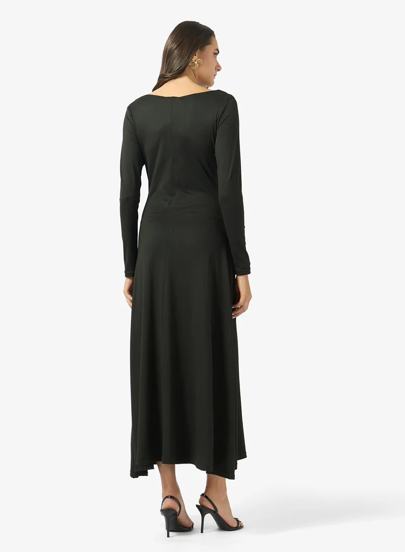 Ginger V Neck A Line Dress with Scarf Detail