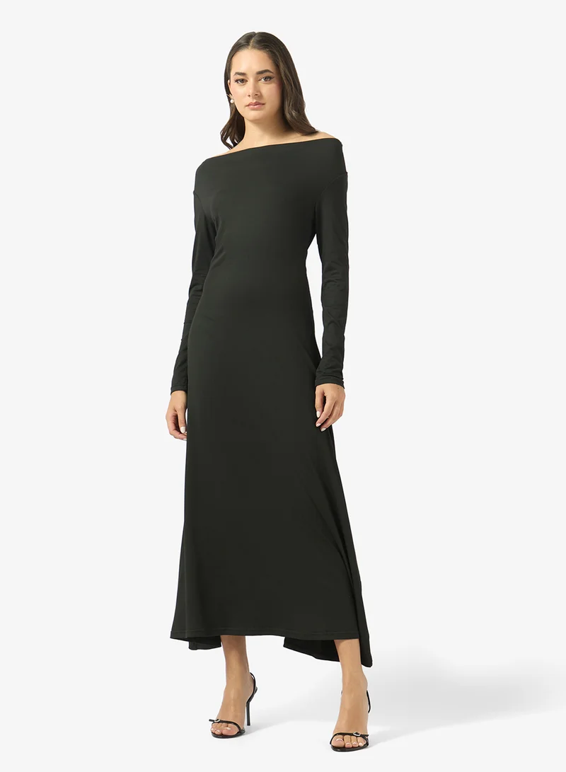 Ginger V Neck A Line Dress with Scarf Detail