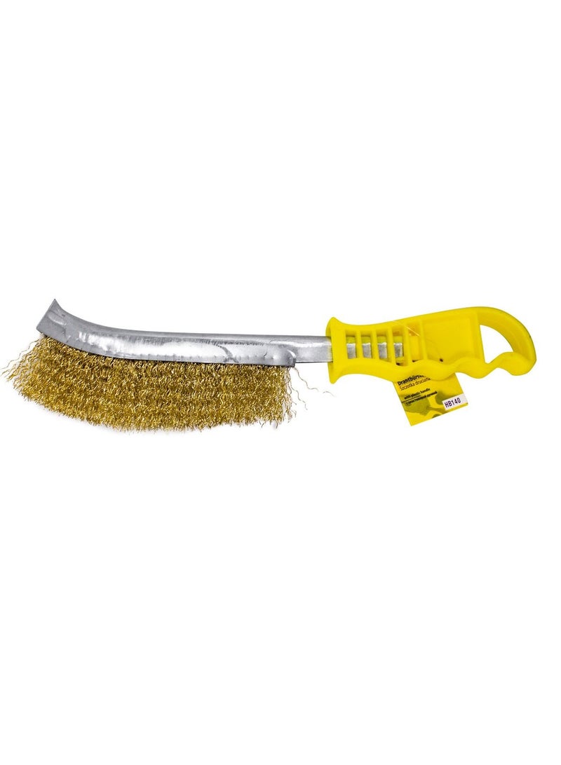 WMC TOOLS Manual Wire Brush with Plastic Handle and Brass Bristles (240 mm) - Image 1
