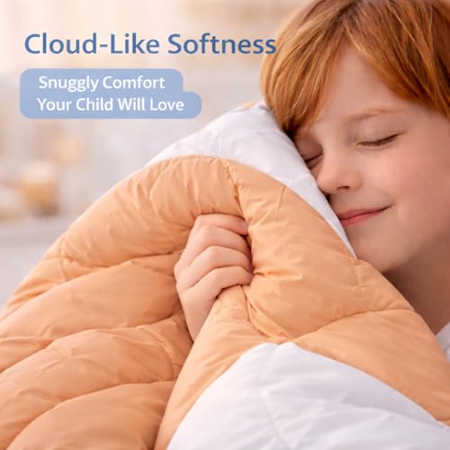 Toddylon Baby Comforter Soft Cotton Reversible Blanket for Up to 7-8 Years Kids AC Quilt for Newborn Infant Toddler Lightweight All Season Bedding Boys Girls 152x101 cm (Peach & White) - Image 2