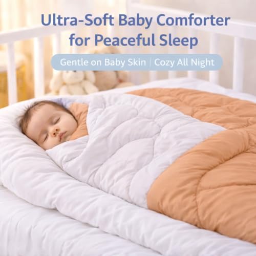 Toddylon Baby Comforter Soft Cotton Reversible Blanket for Up to 7-8 Years Kids AC Quilt for Newborn Infant Toddler Lightweight All Season Bedding Boys Girls 152x101 cm (Peach & White) - Image 4