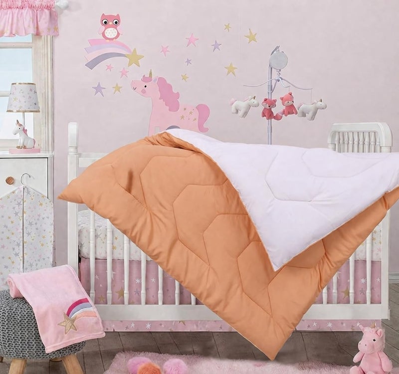 Toddylon Baby Comforter Soft Cotton Reversible Blanket for Up to 7-8 Years Kids AC Quilt for Newborn Infant Toddler Lightweight All Season Bedding Boys Girls 152x101 cm (Peach & White) - Image 5
