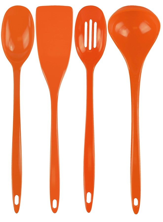 Reston Lloyd 100% Melamine Kitchen Utensil Set, Non Scratching Ladle, Spoon, Slotted Spoon & Spatula, Easy To Hold, Set of 4, Orange - Image 1