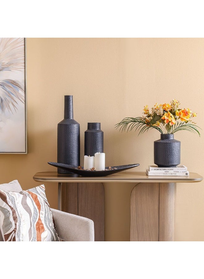 DANUBE HOME Danube Home Ava Polyresin Cane Texture Vase - 14X14X37Cm Elegant Black Flower Vases For Home Decor Collection Modern Decorative Vase For Fresh Flowers Decorative Home Accessories  - Image 3