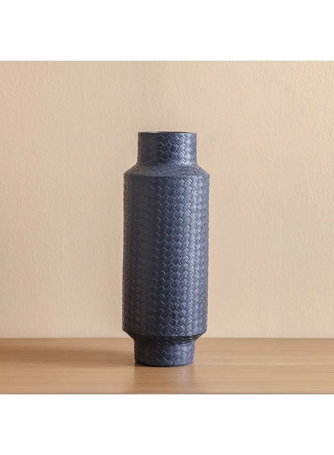 DANUBE HOME Danube Home Ava Polyresin Cane Texture Vase - 14X14X37Cm Elegant Black Flower Vases For Home Decor Collection Modern Decorative Vase For Fresh Flowers Decorative Home Accessories