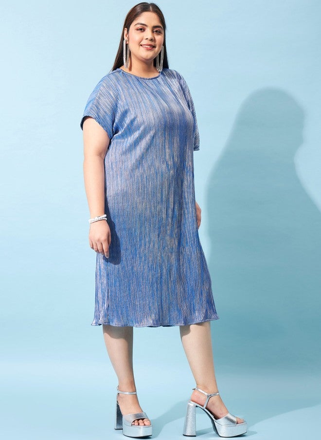 Athena فستان شيفون مزخرف باللون الأزرق للنساء - Image 3