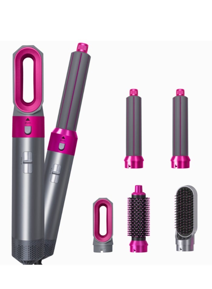 [Top Configuration] Red/Gray Universal Electric Dryer Curler Set (Five Replacement Heads), 1000 Watt Hot Air Curling and Straightening Styling Tool for Hair Salon/Home/Bar/Hair Salon. - Image 1