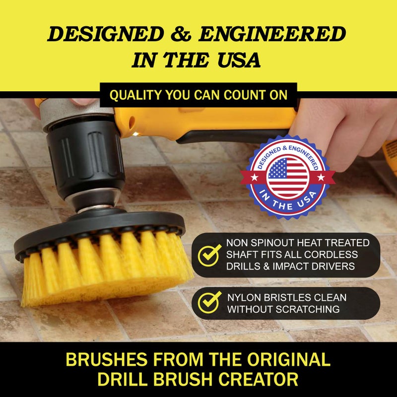 Drillbrush Drill Brush Attachment Set for Bathroom Cleaning â€“ Power Scrubber Brush Kit for Tub, Tile, Shower, and Grout â€“ All-Purpose Household Cleaning Brushes for Drill - Electric Grout Cleaner Kit - Image 4
