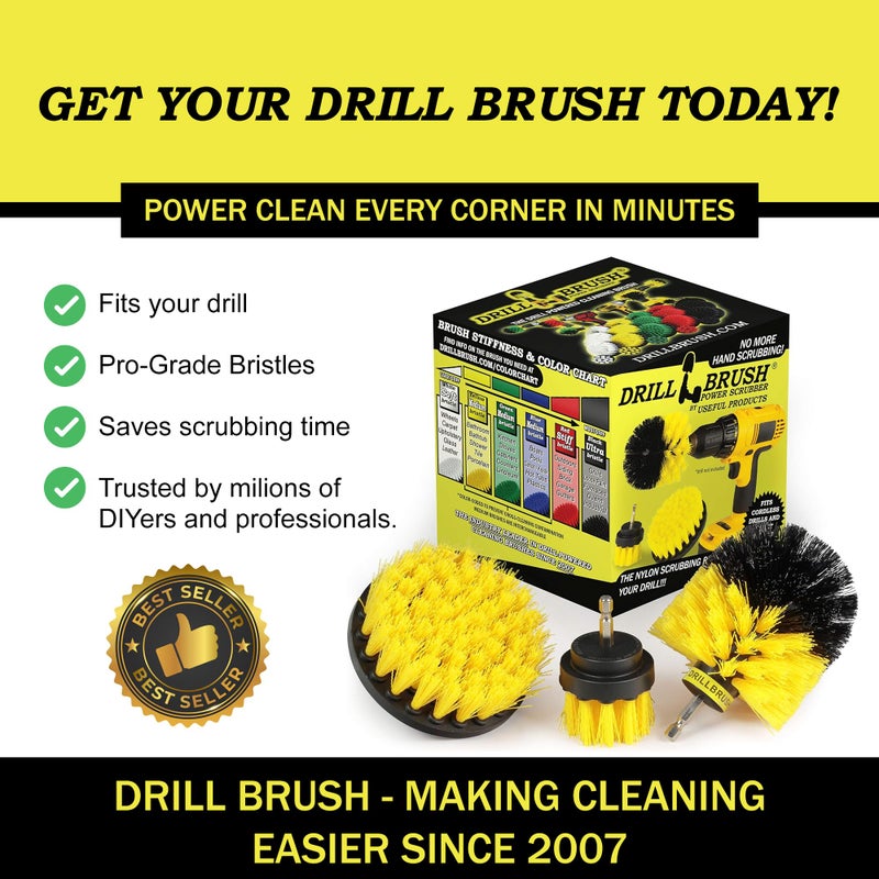 Drillbrush Drill Brush Attachment Set for Bathroom Cleaning â€“ Power Scrubber Brush Kit for Tub, Tile, Shower, and Grout â€“ All-Purpose Household Cleaning Brushes for Drill - Electric Grout Cleaner Kit - Image 3