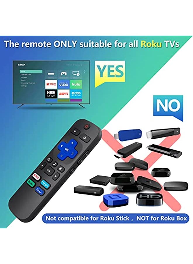 HuHa - Universal for Roku TV Remote,Replacement for TCL/Hisense/Sharp Roku TV,TV Remote with Netflix Disney+/Hulu/Prime Video Buttons - Image 1