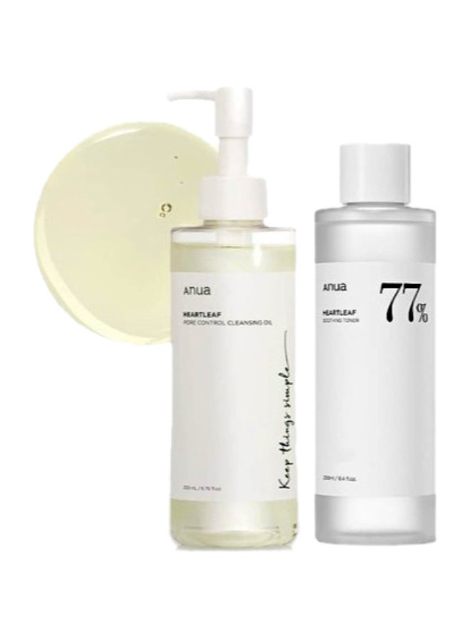 Anua Heartleaf 77 Soothing Toner And Anua Heartleaf Pore Control Cleansing Oil