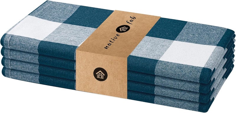 Native Fab Buffalo Check Cloth Napkins Set of 4 16x16 Plaid Checked Pattern 100 Cotton Soft Absorbent Reusable Table Napkins for Dinner Wedding Lunch Cocktail Everyday Use  Teal Green - Image 1