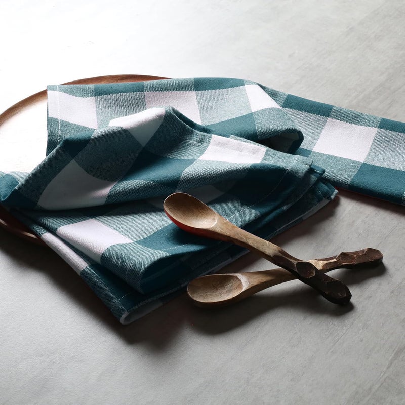 Native Fab Buffalo Check Cloth Napkins Set of 4 16x16 Plaid Checked Pattern 100 Cotton Soft Absorbent Reusable Table Napkins for Dinner Wedding Lunch Cocktail Everyday Use  Teal Green - Image 3