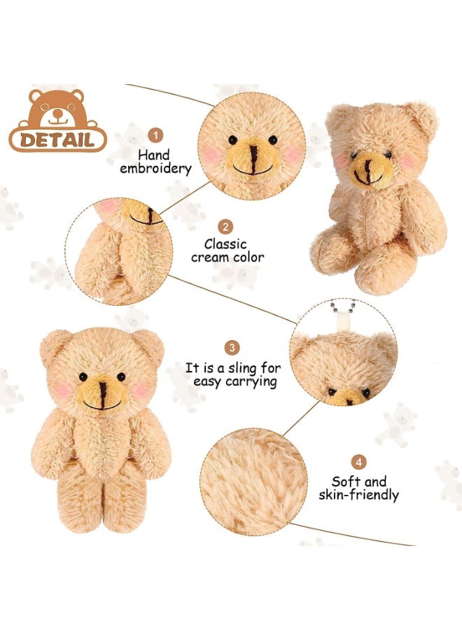 12 Pieces Mini Bear Toy, 4.7 Inch Stuffed Tiny Bear, Jointed Bear, Soft Tiny Bear Doll, for DIY Keychain, Birthday, Wedding Decorations Party Favor (Brown, Beige, Blush Style) - Image 3